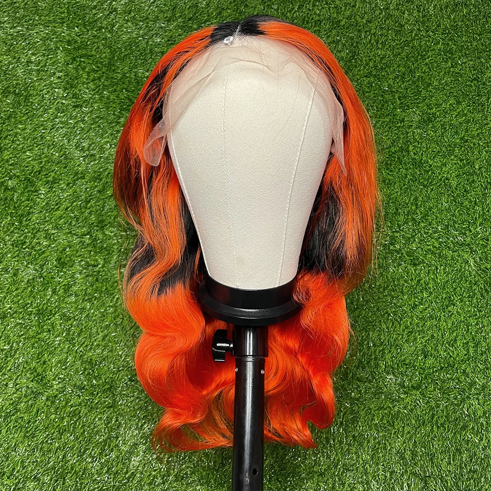 Highlights 13x6 Transparent Lace Front Wig Brazilian Orange Colored Human Hair Wigs For Women Straight 30 Inch Honey Blonde 180