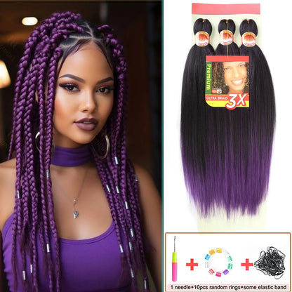 Pre Stretched Braiding Hair 26in 3 Packs Black Braiding Hair Synthetic Prestretched Braid Hair Extensions Crochet Twist Braids