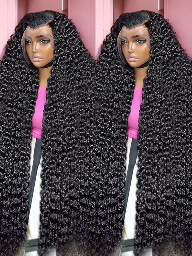40 46 Inch Human Hair 13x6 13x4 HD Lace Frontal Wig Brazilian Deep Wave Curly Glueless Human Hair Lace Front Wig Pre-plucked 300%