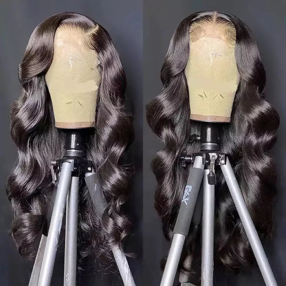 HD Transparent 13x6 Lace Front Human Hair Wigs Body Wave Wavy 30 Inch Pre Plucked Brazilian Body Wave Human Hair Frontal Wigs