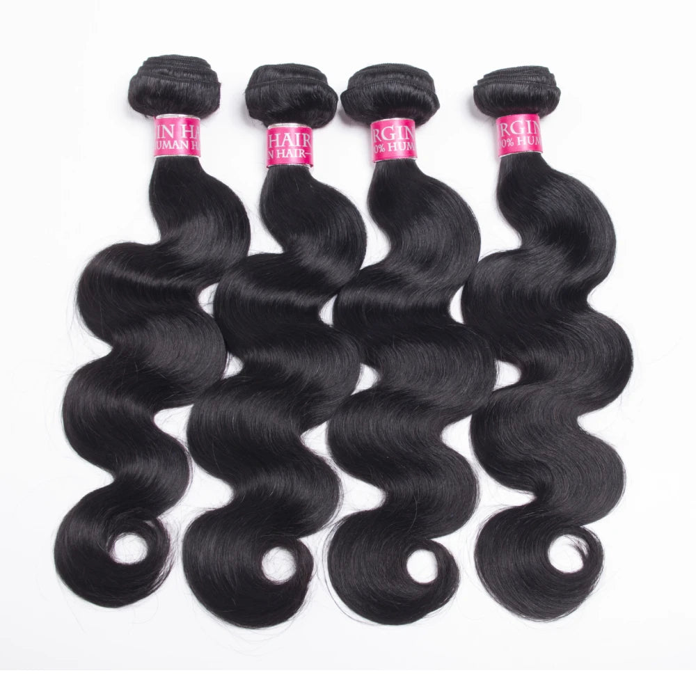 Natural Black Body Wave Human Hair Bundles Double Weft Bulk Braiding Hair Remy Hair Weave Extensions 1/3/4 Pcs