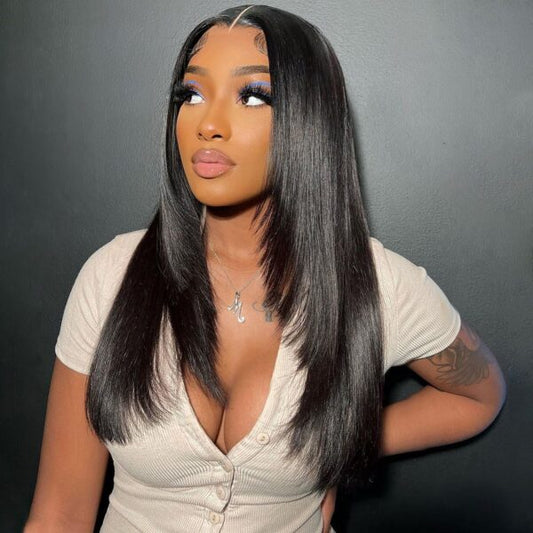 Straight Hair With Layers Shoulder Length Glueless Wig Human Hair HD Lace Wig