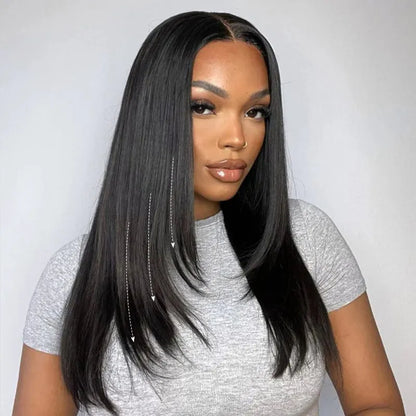 Straight Hair With Layers Shoulder Length Glueless Wig Human Hair HD Lace Wig